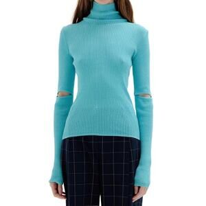 NEW EENK solly ribbed knit pullover in sky blue